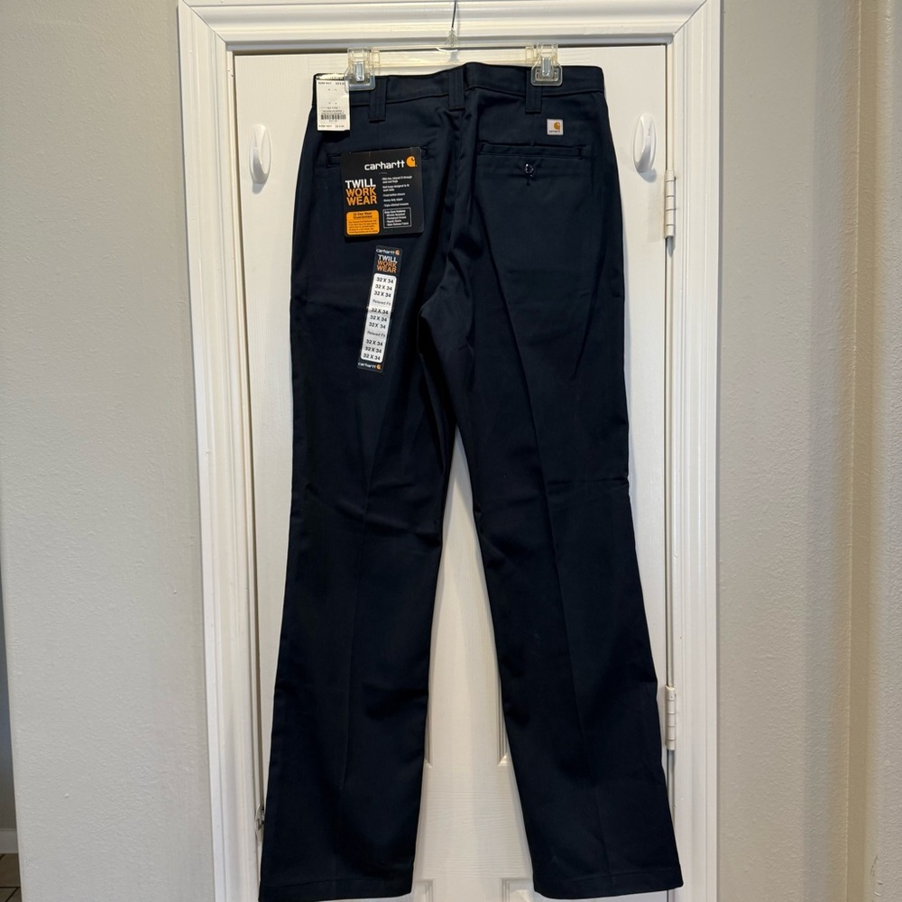 Carhartt Twill Work Pants Men’s Size 32x34 Navy Blue Relaxed Fit Mid Rise NWT